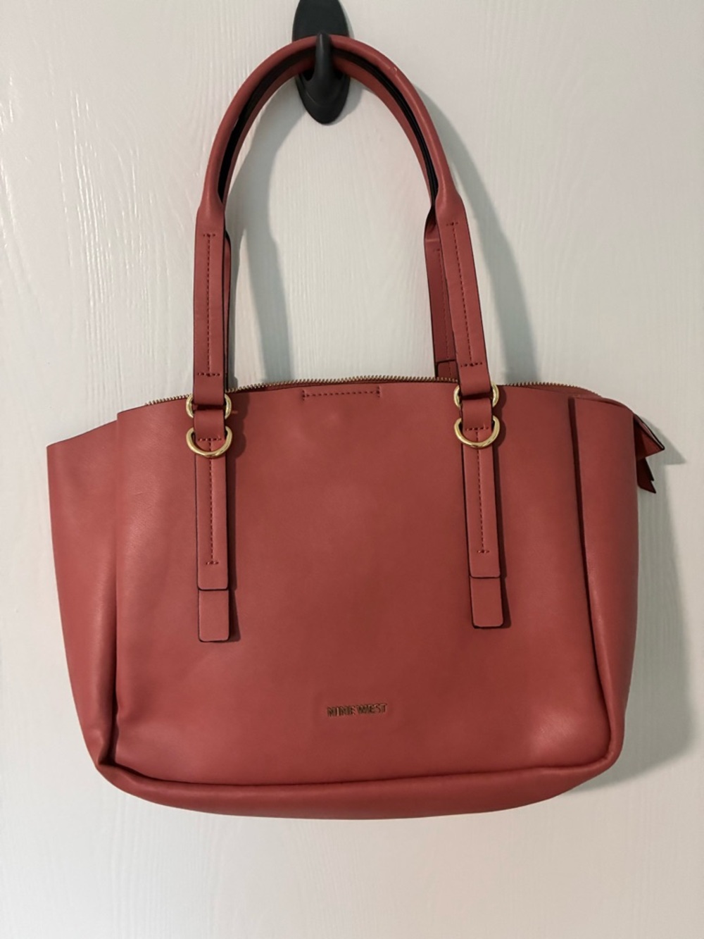 Nine West Dusty Coral Tote with Gold Accents